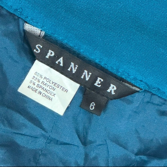 Vintage Spanner Blue Black Colour Block Panel High Waisted A-line Skirt Large - Picture 9 of 12